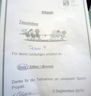 Die Urkunde in Gold für das Team 4. - Leopold-Ullstein-Schule